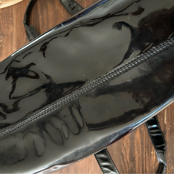 Tory Burch patent & canvas diaper bag double handles adjust shoulder cloth strap - Picture 5 of 7